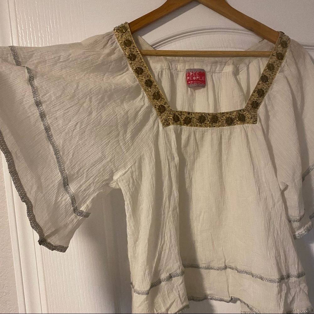 Free People Embellished Collar Gauze blouse M